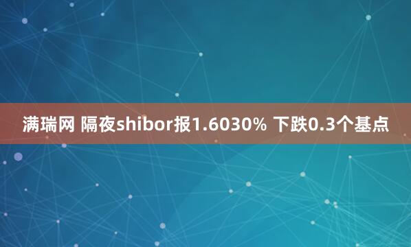 满瑞网 隔夜shibor报1.6030% 下跌0.3个基点