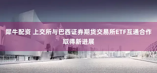 犀牛配资 上交所与巴西证券期货交易所ETF互通合作取得新进展